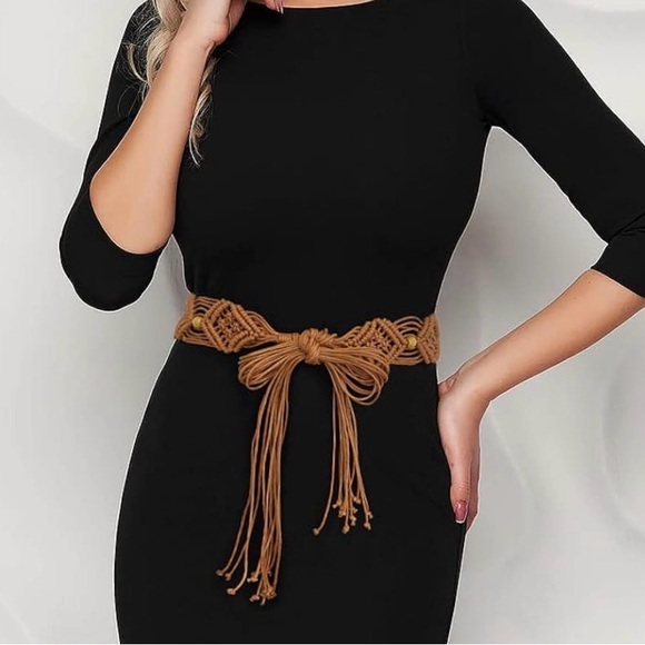 Boho Tan Knotted‎ Belt 28-43” Festival Wear Adjustable Belt